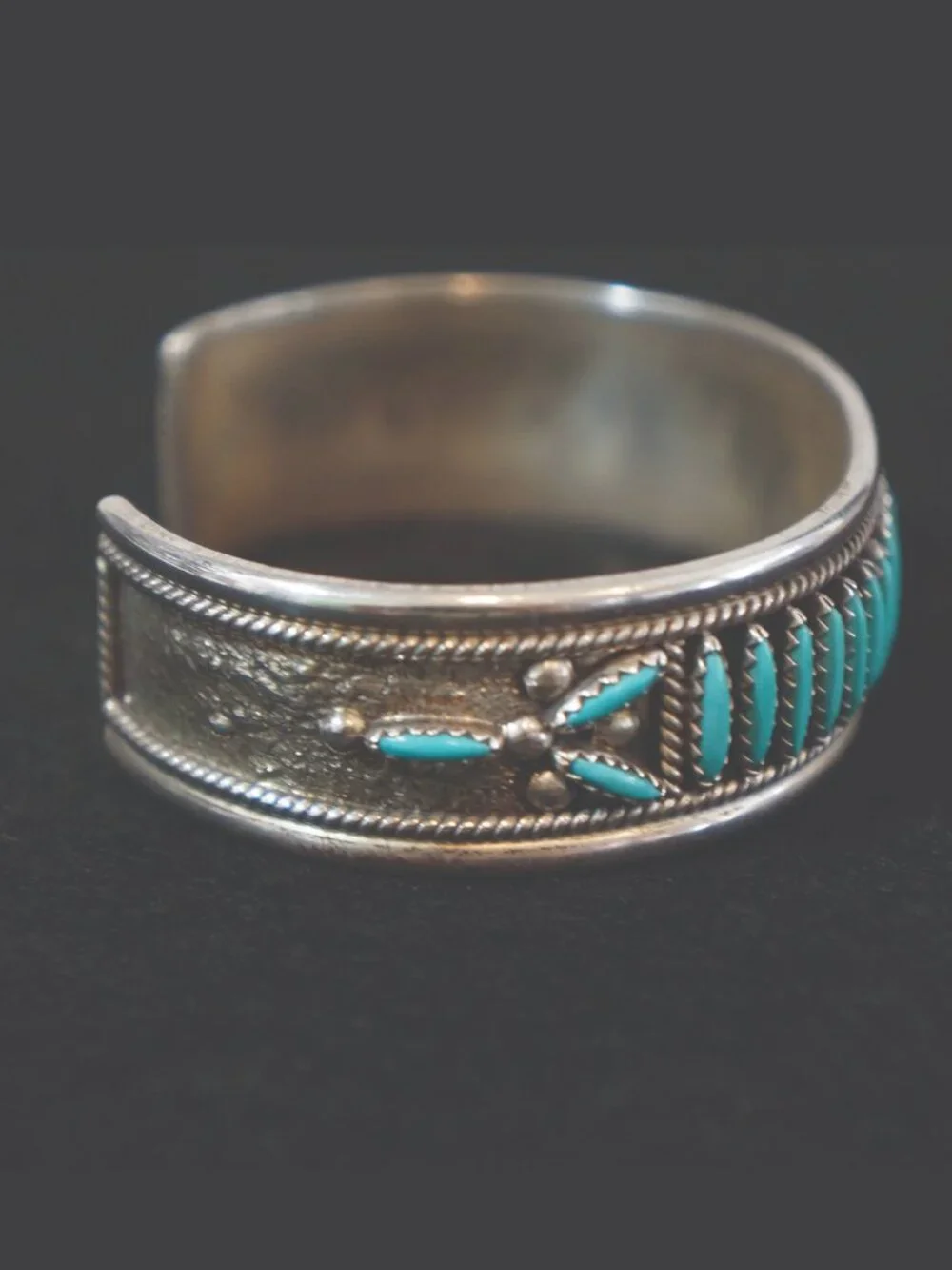 VTG Francis M. Begay Navajo Sterling Needlepoint Turquoise Cuff Bracelet
